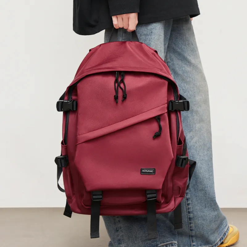 AOKANG Fabric Backpack, Laptop Bag, Travel Bag Large Size Unisex Ecru/Classic Black/Burgundy-2