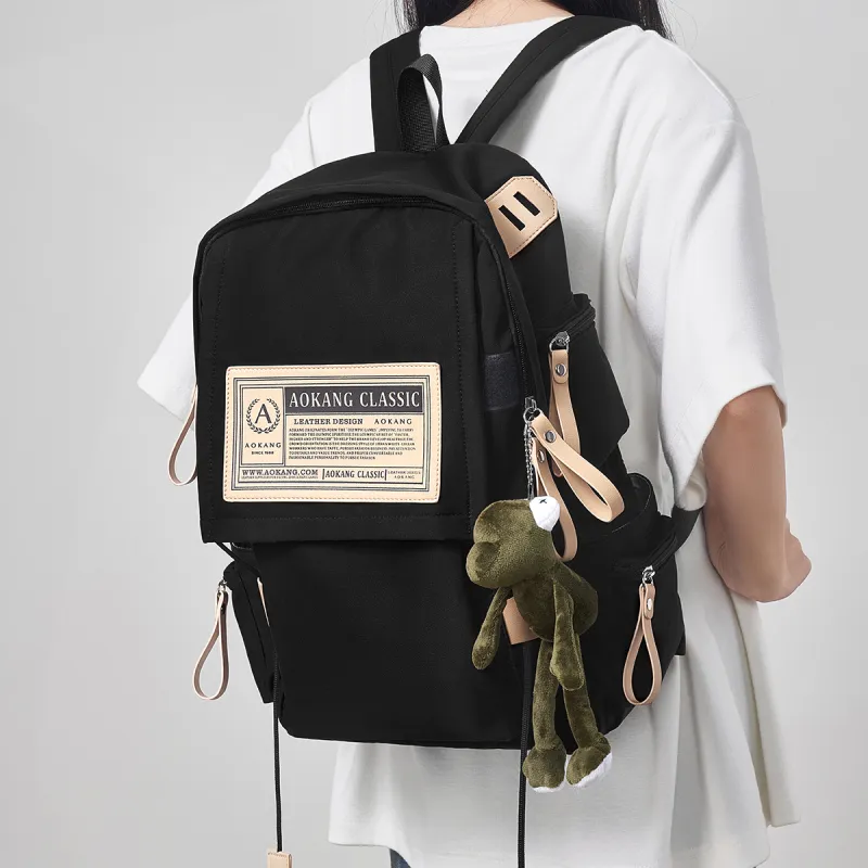 AOKANG Fabric Backpack Canvas Bag For Outdoor Use Large Size Unisex Burgundy/Classic Black-8