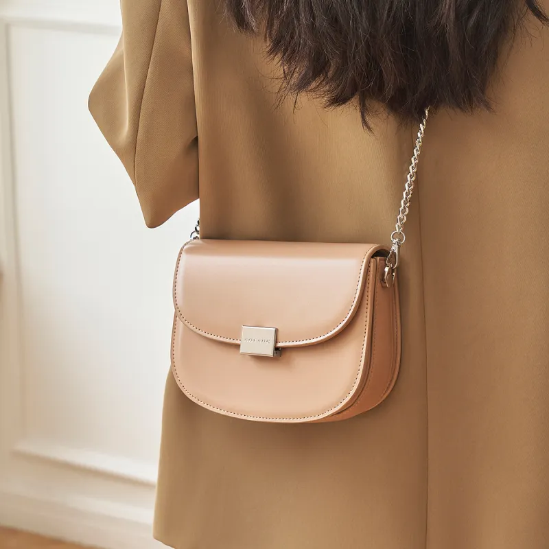AOKANG Cow Leather Crossbody Bag Women's Caramel/Hepburn Black/Milkshake White/Cream Apricot-17