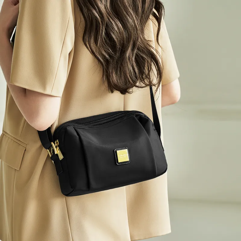 AOKANG Fabric One Shoulder Small Square Bag Small Size Women's Khaki/Dark Pink/Classic Black-12