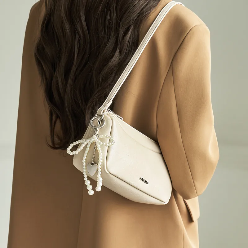 AOKANG Cow Leather Handbag, Shoulder Bag Women's Midnight Black/Milk White/Starlight Silver-7