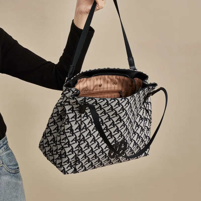 AOKANG Fabric Tote Bag, Shopping Bag, Handbag, Underarm Shoulder Bag, Mom Bag Large Size Women's Hepburn Black-1