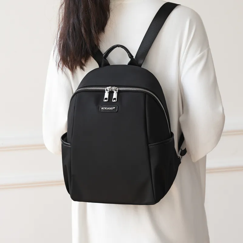 AOKANG Fabric Backpack Medium Size Unisex Classic Black-4
