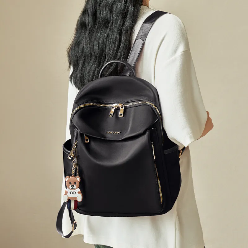 AOKANG Fabric, Synthetic Leather Business Commute Bag Canvas Backpack Regular Women's Black/Red-2
