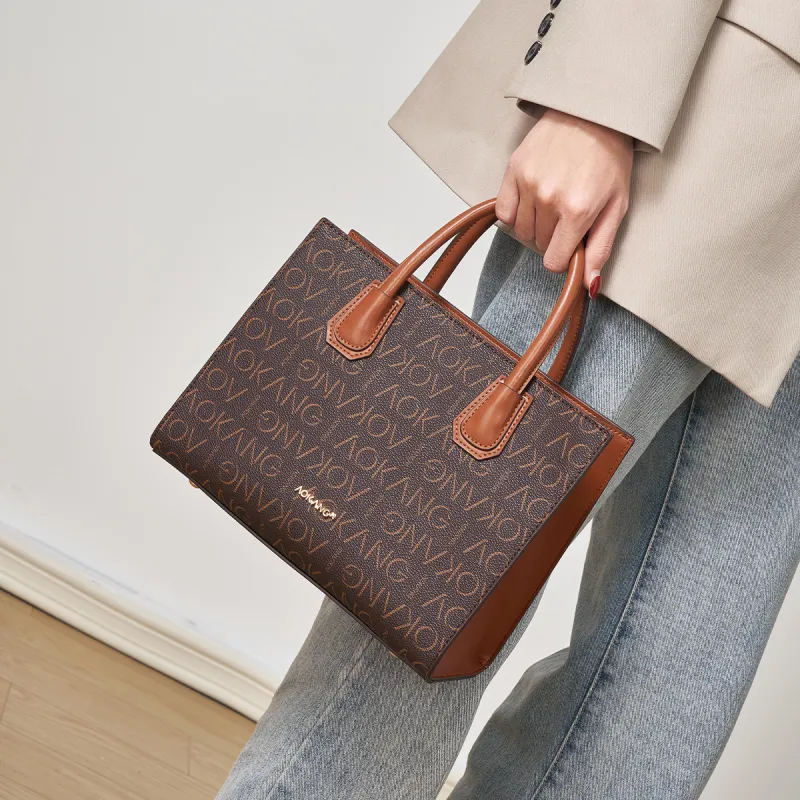 AOKANG PVC Crossbody Bags Totes Mom Bag Tote Bag Shopping Bag Shoulder Bags Handbags Medium Size Women's Khaki Coffee-13