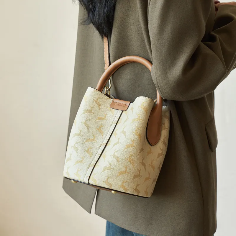 AOKANG PVC Crossbody Bag, Handbag Medium Size Women's Cocoa Coffee Double Straps/Nut Apricot Double Straps-6
