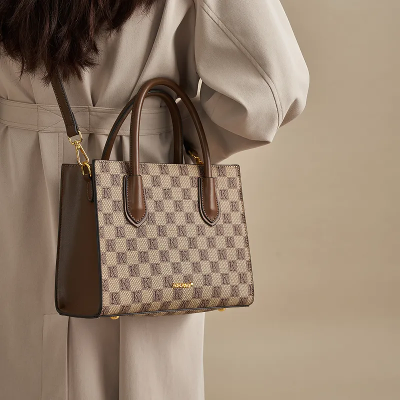 AOKANG PVC Crossbody Bags Totes Mom Bag Tote Bag Shopping Bag Shoulder Bags Handbags Medium Size Women's Khaki Coffee-2