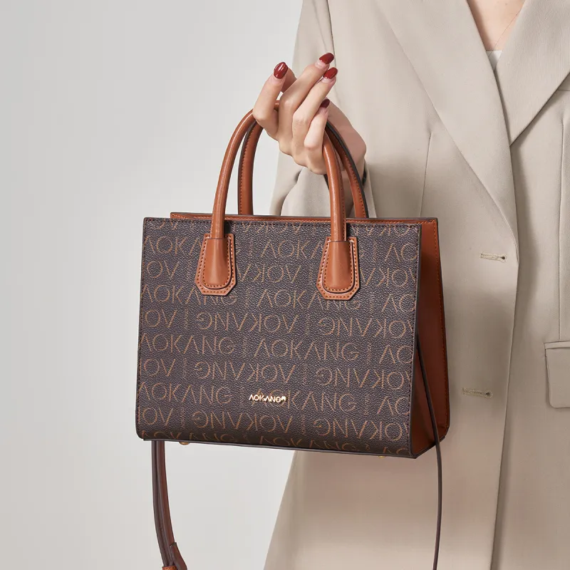 AOKANG PVC Crossbody Bags Totes Mom Bag Tote Bag Shopping Bag Shoulder Bags Handbags Medium Size Women's Khaki Coffee-11