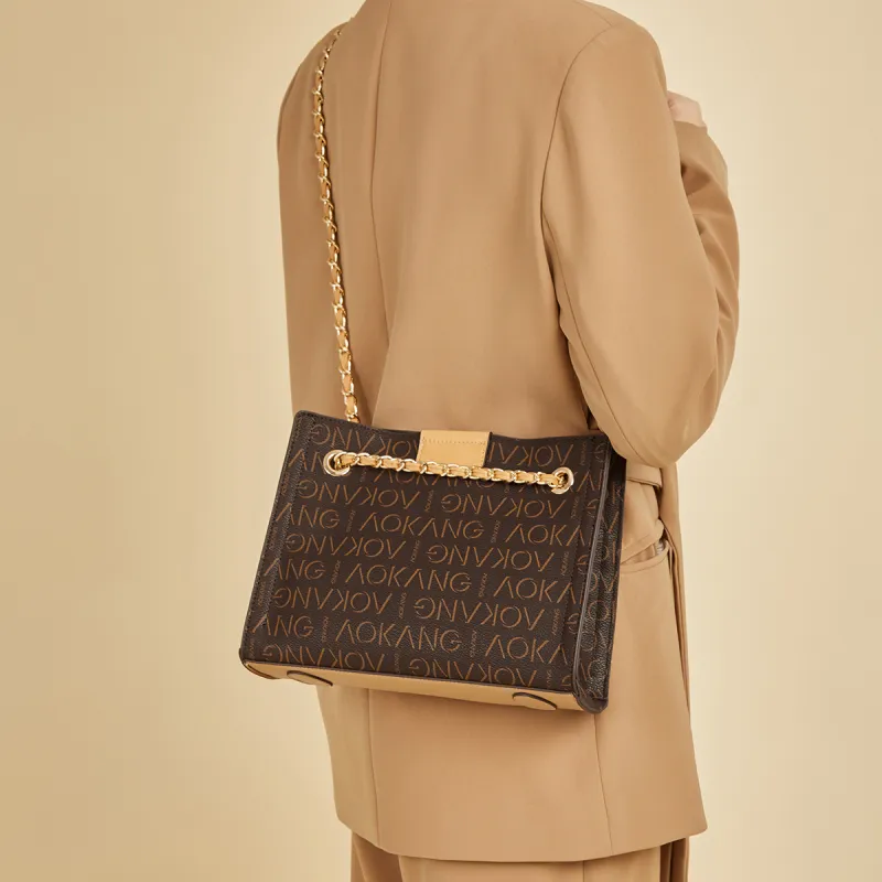 AOKANG PVC Tote Underarm Shoulder Bag, Crossbody Bag For Mom Women's Khaki Coffee/Coffee/Caramel Coffee/Ecru-14