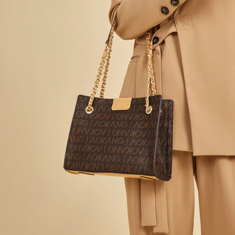 AOKANG PVC Tote Underarm Shoulder Bag, Crossbody Bag For Mom Women's Khaki Coffee/Coffee/Caramel Coffee/Ecru-13