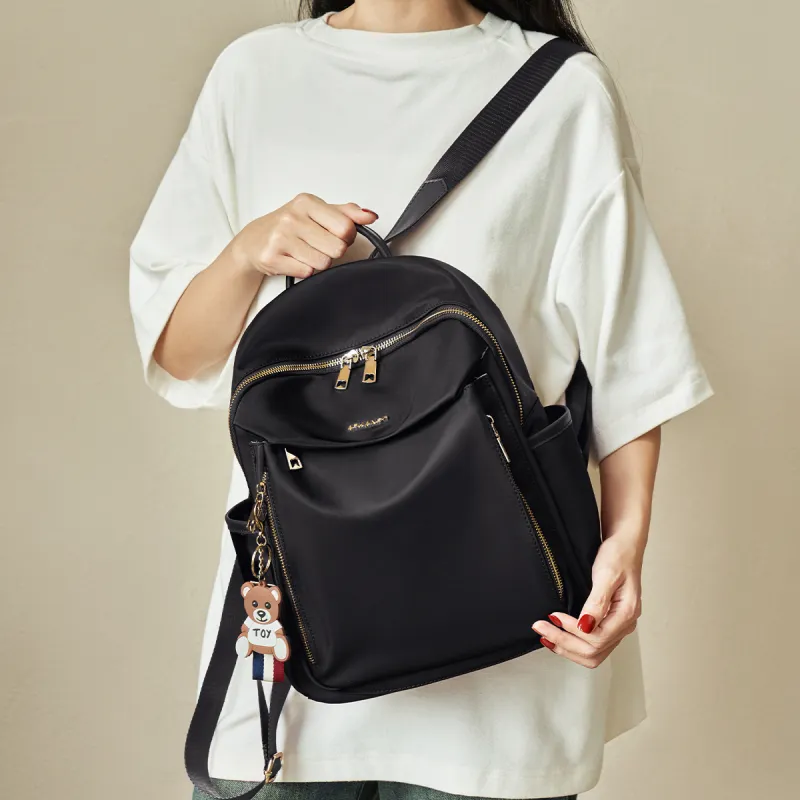 AOKANG Fabric, Synthetic Leather Business Commute Bag Canvas Backpack Regular Women's Black/Red-3