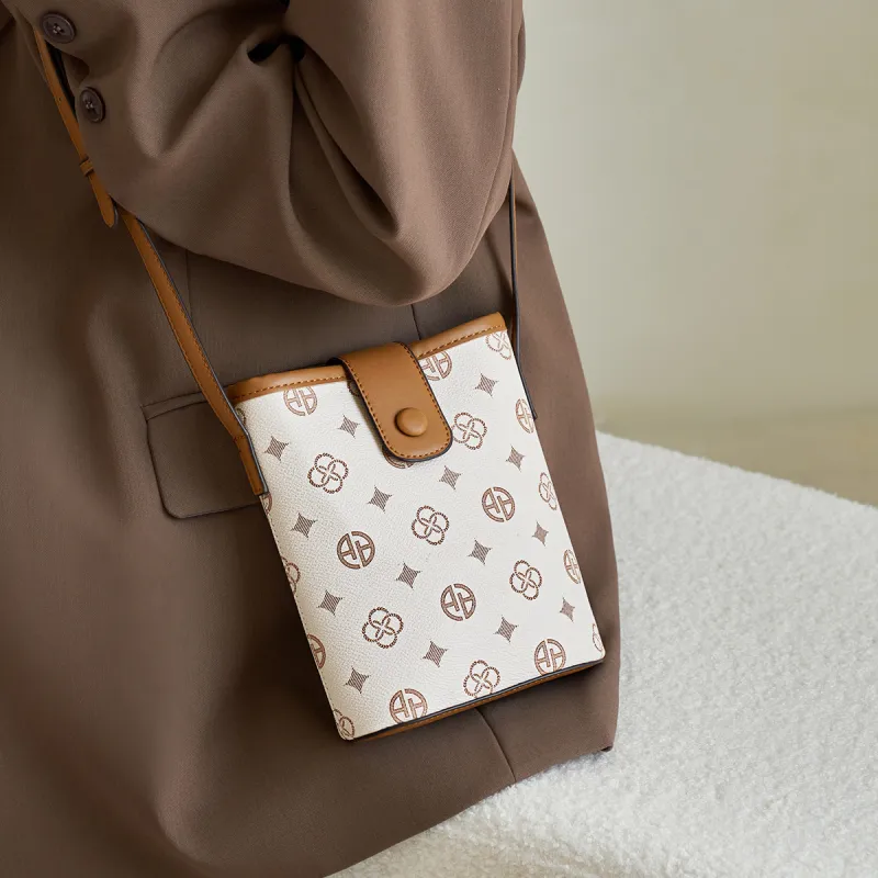 AOKANG PVC Crossbody Bag Mini Women's Coffee/Ecru-8