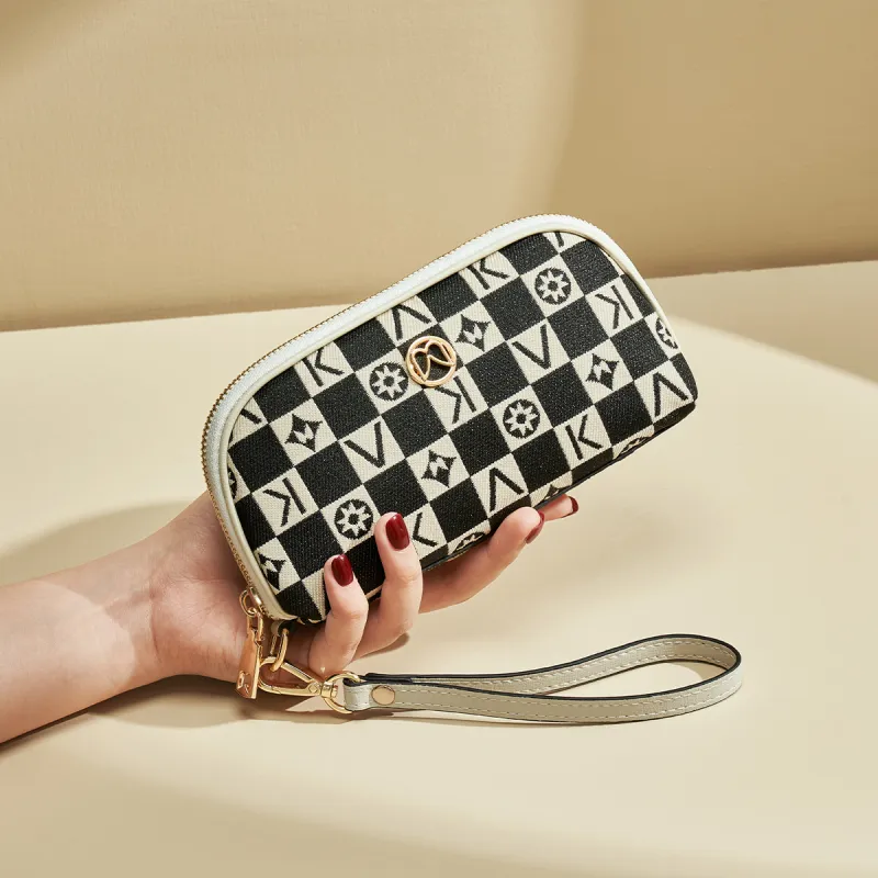 AOKANG Fabric Cell Phone Pouch, Makeup Bag, Handheld Tote, Clutch Women's Ebony/Classic Black/Elegant White-6