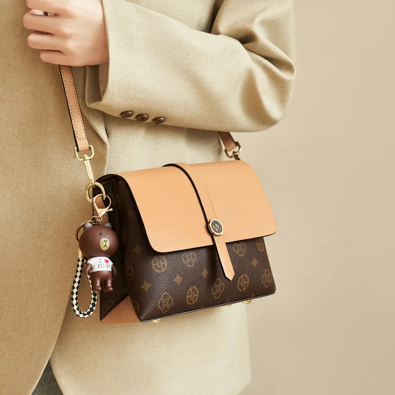 AOKANG PVC With Synthetic Leather Small Square Bag Shoulder Bag, Crossbody Bag Small Size Women's Cocoa Coffee/Coffee-6