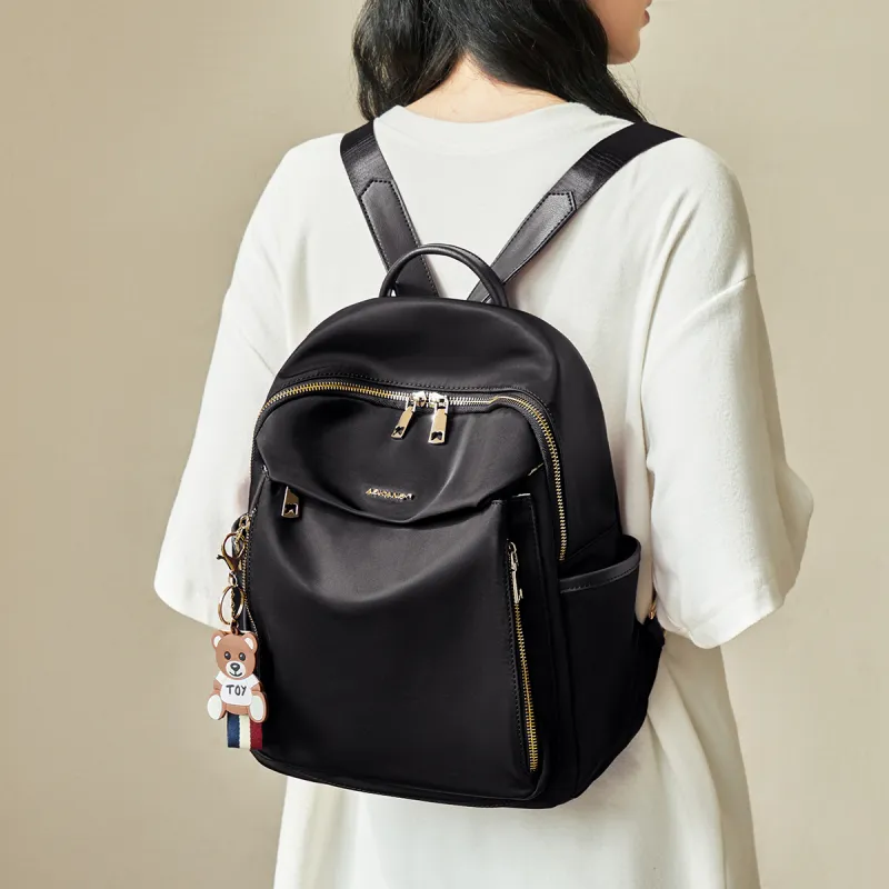 AOKANG Fabric, Synthetic Leather Business Commute Bag Canvas Backpack Regular Women's Black/Red-1