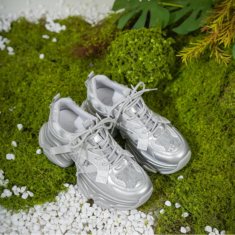Safiya Happy Diamond Breathable Height Increasing Low-Top Chunky Sneakers Unisex-6