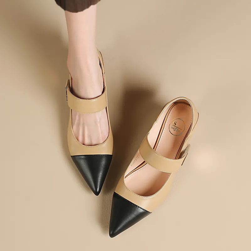 Safiya Chunky Heel High Heels 5cm Women's Apricot-4