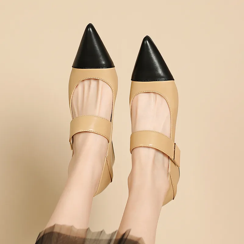 Safiya Chunky Heel High Heels 5cm Women's Apricot-3