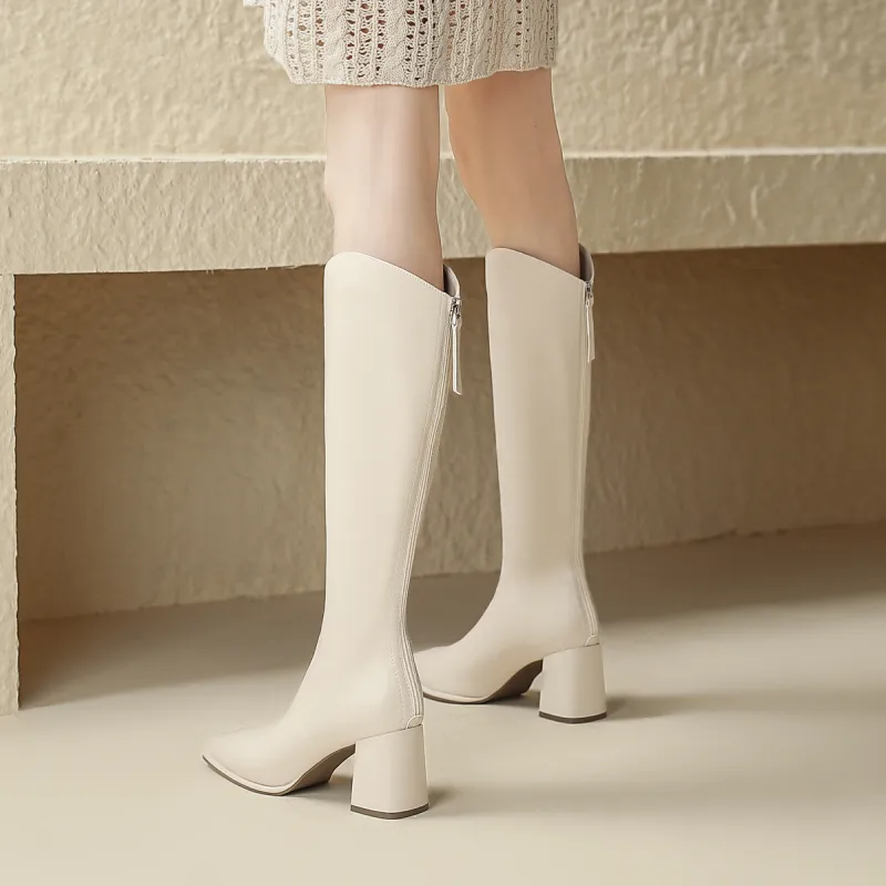 SAFIYA Knee high Boots Women's Black/Beige-8