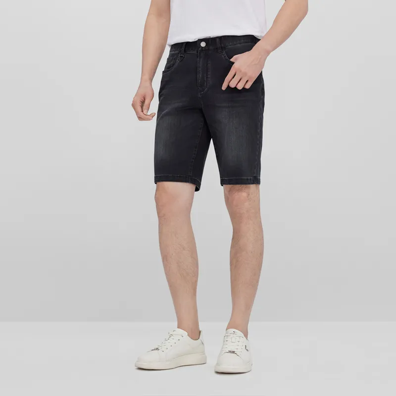 SEPTWOLVES Denim Shorts Unisex Black Gray-2
