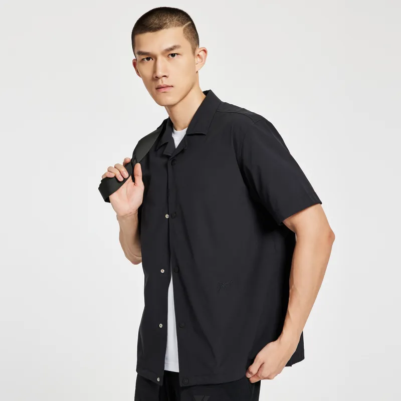 SEPTWOLVES Solid Color Casual Short Sleeved Shirt Men's-6