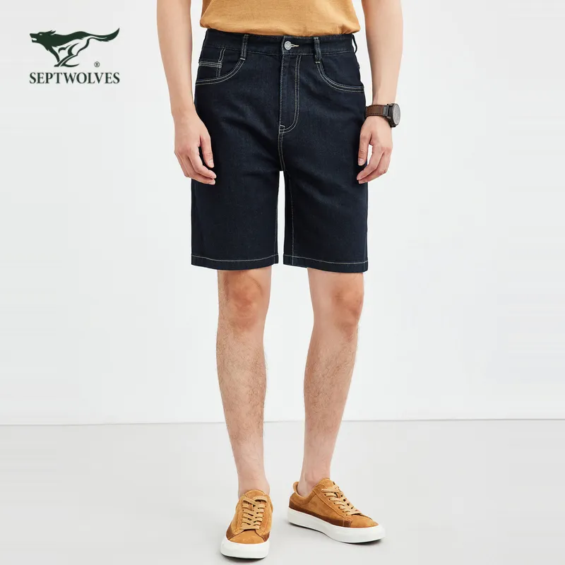 SEPTWOLVES Denim Shorts Unisex Black-1