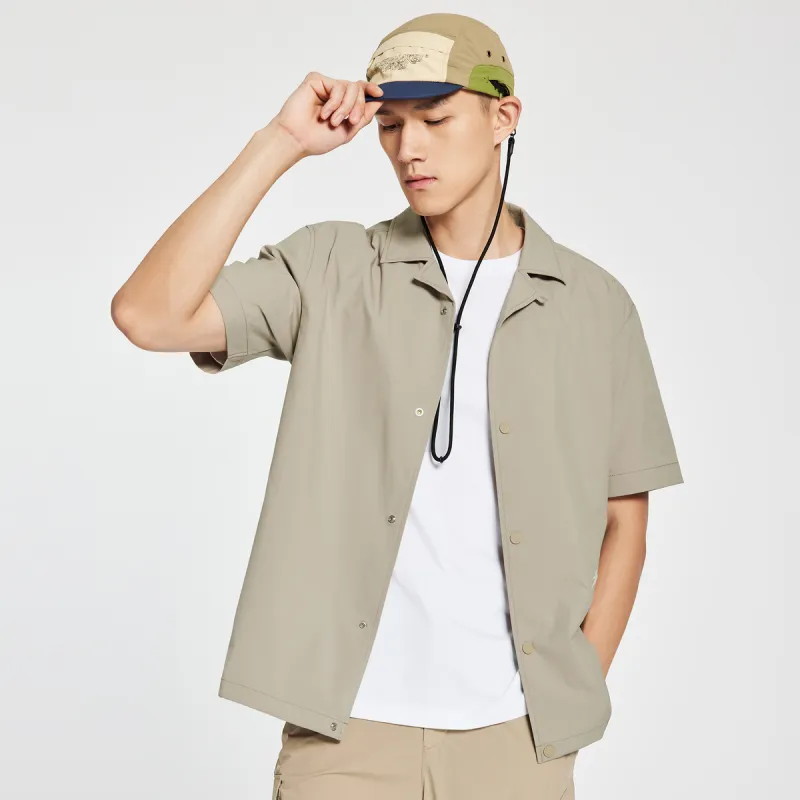 SEPTWOLVES Solid Color Casual Short Sleeved Shirt Men's-3