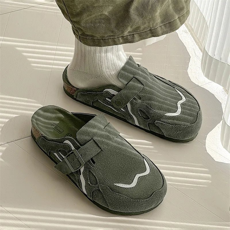 HD Cork Sole Abrasion Resistant Slip Resistant Closed Toe Slippers Unisex-3