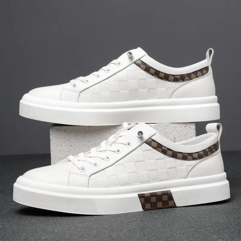 HD White Sneakers Slip Resistant, Abrasion Resistant, Lightweight Low Top Skateboard Shoes Men's White-1