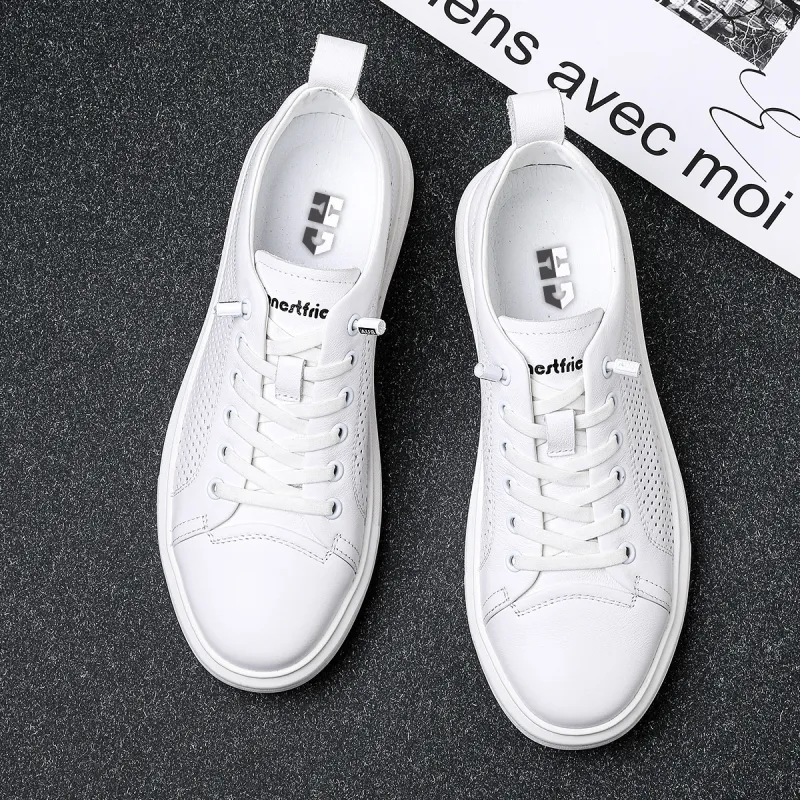 HD Slip Resistant, Abrasion Resistant, Lightweight, Breathable Low Top Skateboard Shoes Men's White-3