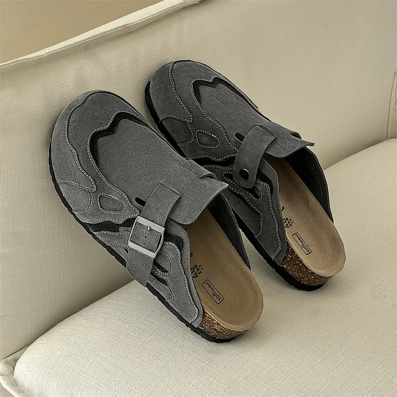 HD Cork Sole Abrasion Resistant Slip Resistant Closed Toe Slippers Unisex-9