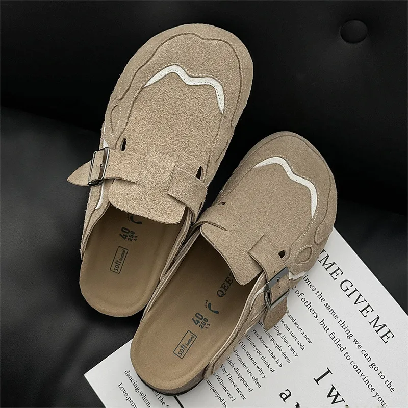 HD Cork Sole Abrasion Resistant Slip Resistant Closed Toe Slippers Unisex-6