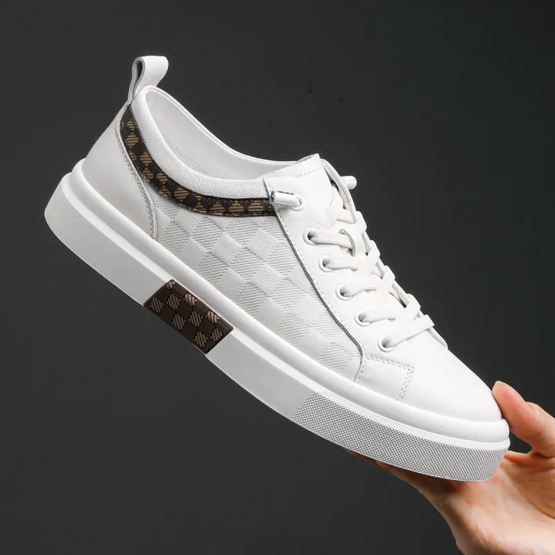HD White Sneakers Slip Resistant, Abrasion Resistant, Lightweight Low Top Skateboard Shoes Men's White-2