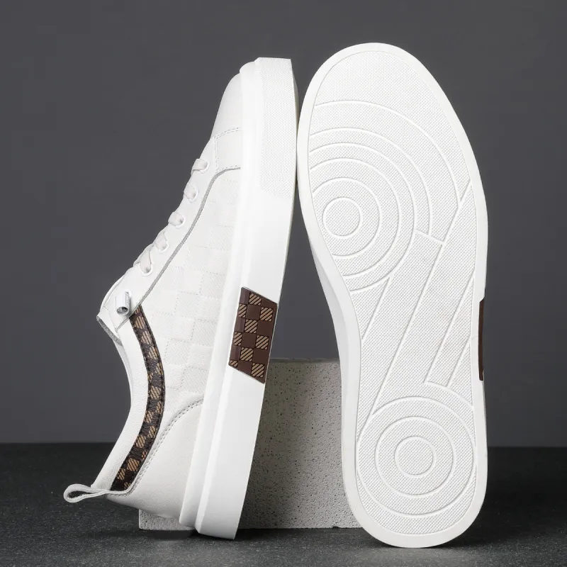 HD White Sneakers Slip Resistant, Abrasion Resistant, Lightweight Low Top Skateboard Shoes Men's White-3