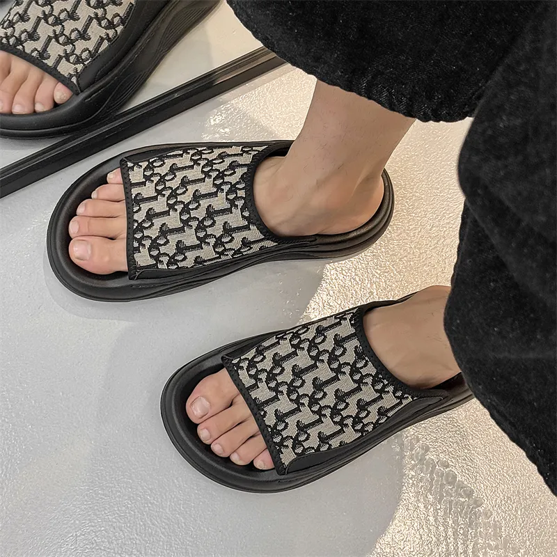 Roubini Slip Resistant Odor Resistant Slide Slippers Men's Brown Black-4