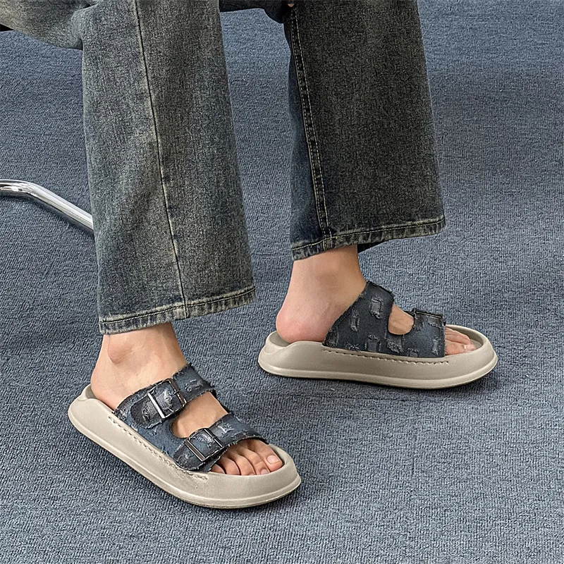 Roubini Beach Sandals Men Black Blue-8