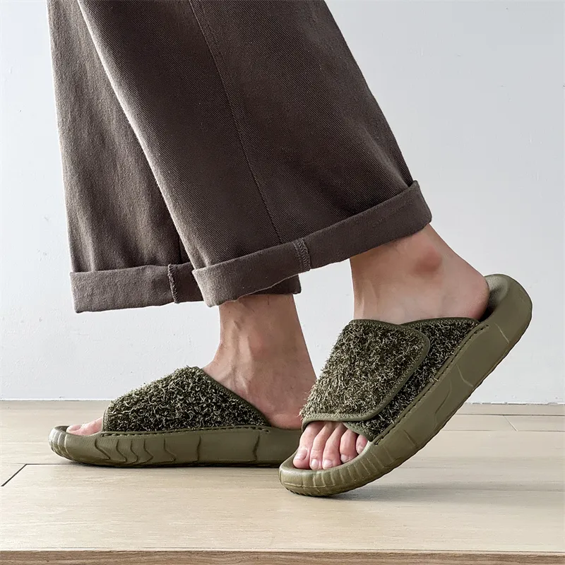 Roubini Slip Resistant Odor Resistant Slide Slippers Men's Brown Green-6