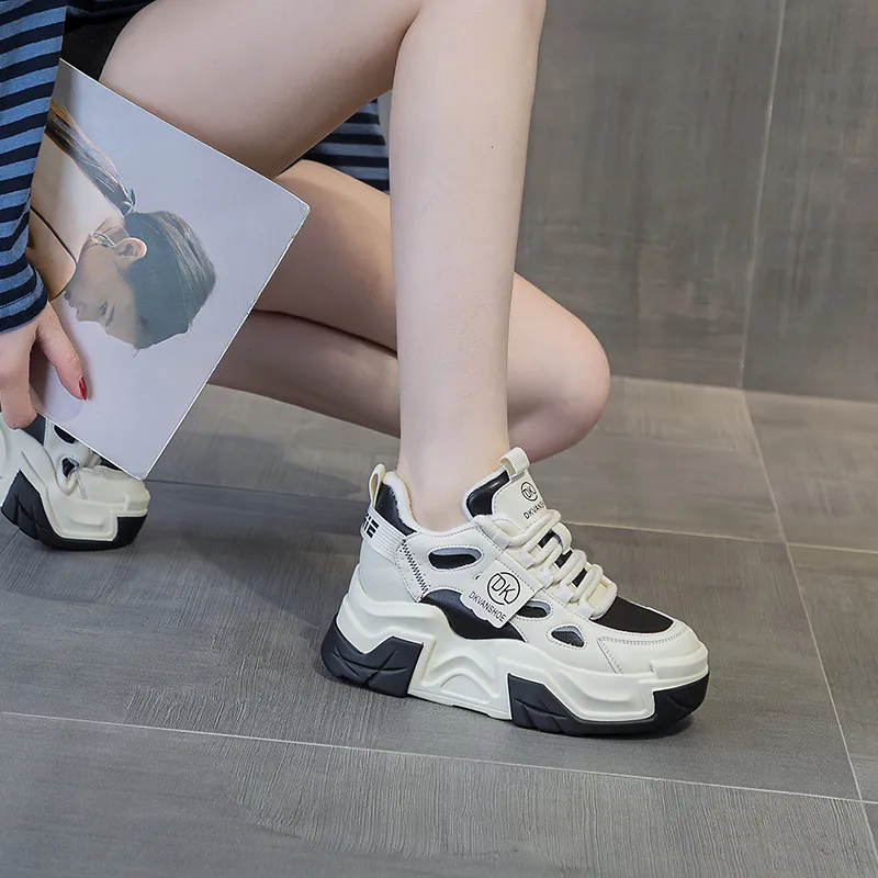 Roubini Wear-Resistant Breathable Lightweight Height Increasing Low-Top Chunky Sneakers Women's-6