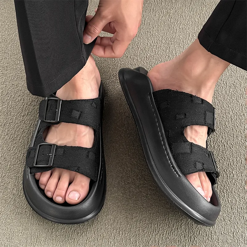Roubini Beach Sandals Men Black Blue-14