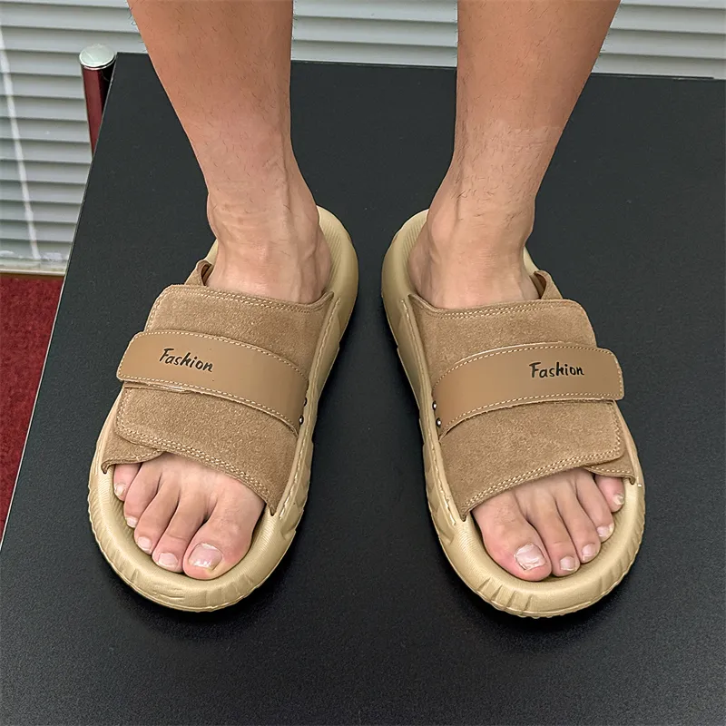 Roubini Slip Resistant Odor Resistant Abrasion Resistant Slide Slippers Men's Brown-5