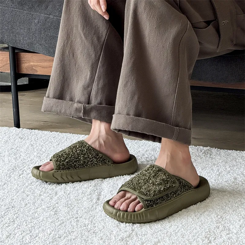 Roubini Slip Resistant Odor Resistant Slide Slippers Men's Brown Green-3
