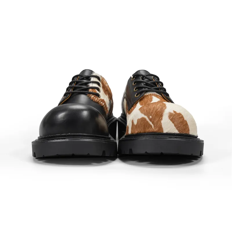 CROOKED CARD Anti-Slip And Wear-Resistant Height Increasing Low-Top Casual Shoes Unisex Black Brown Mismatched-5