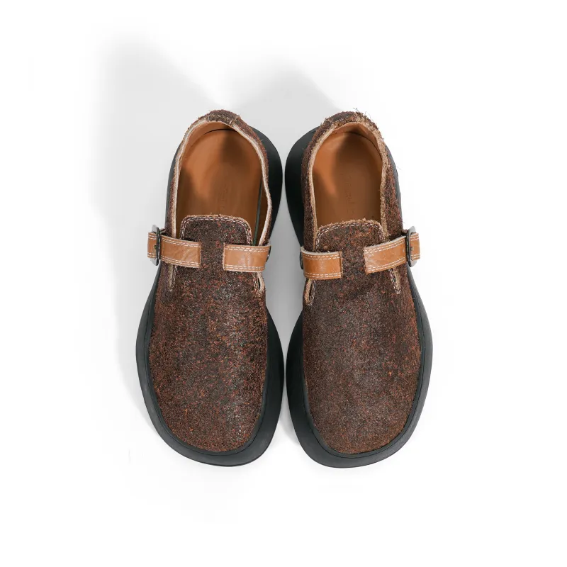 CROOKED CARD Anti Slip Wear Resistant Low Top Casual Shoes Unisex Brown-4
