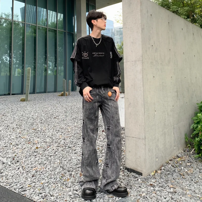 WELTER EXPERIMENT Jeans Unisex Black Gray Color-4
