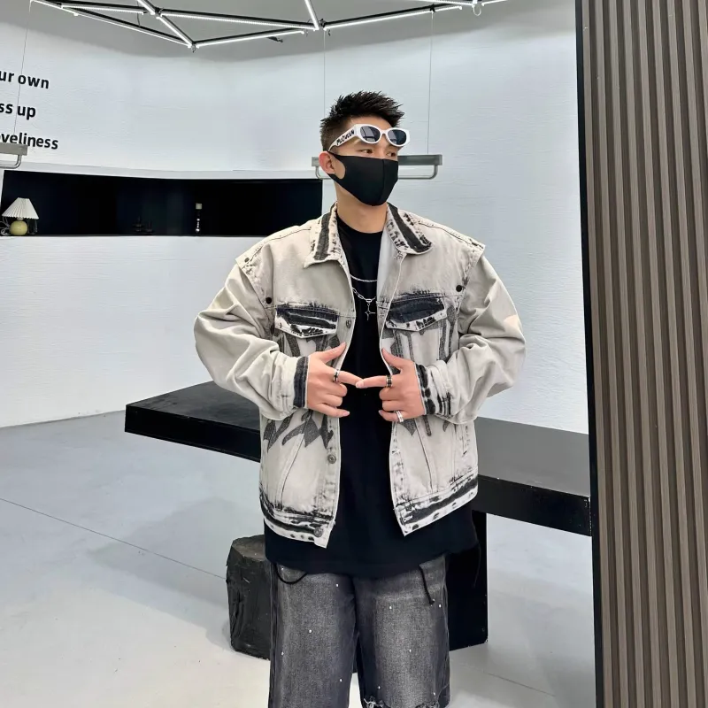 TESTUNG Denim Jacket Unisex Gray-14