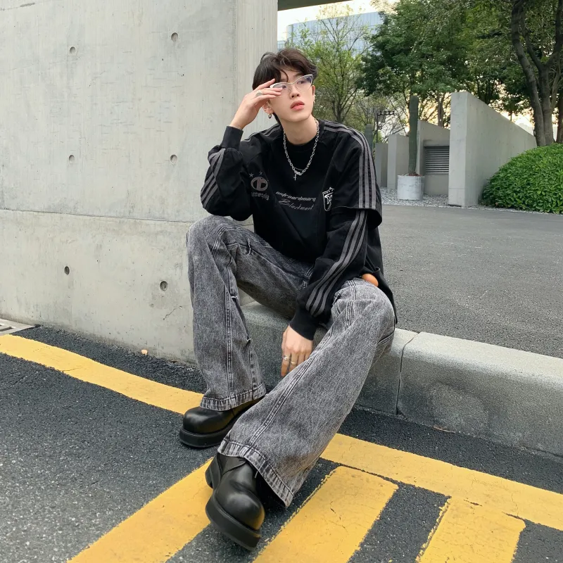WELTER EXPERIMENT Jeans Unisex Black Gray Color-5