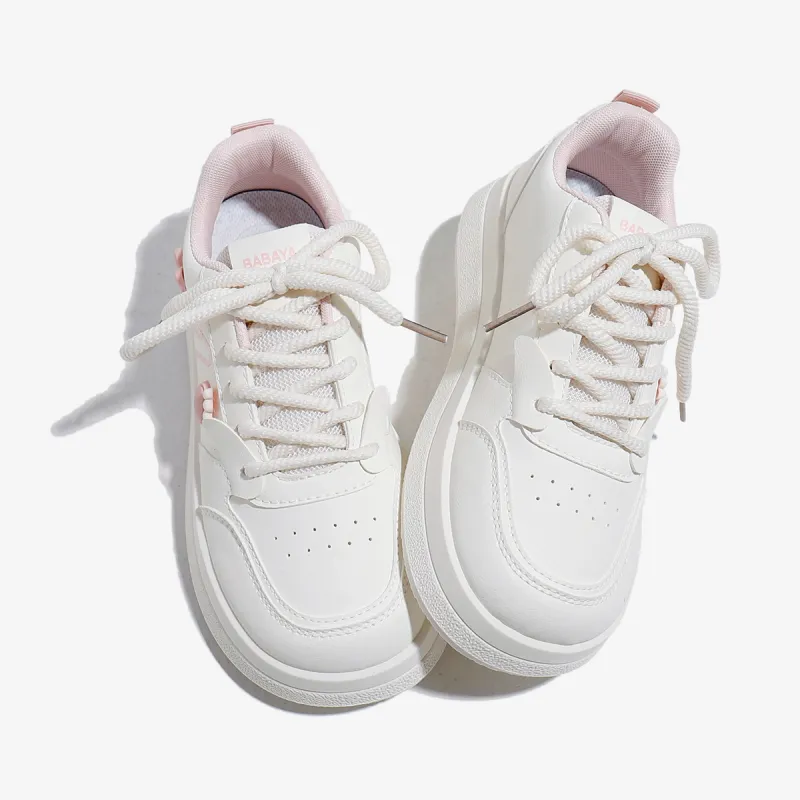 Babaya Skateboard Shoes Women's Low Top White Blue/White Pink-8