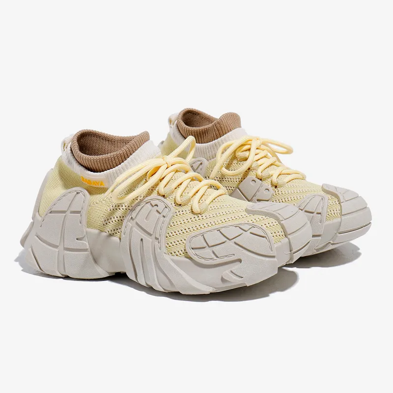 Babaya Chunky Sneakers Women's Low Top Beige/Pink/Yellow/Dragon Fruit/Black-13