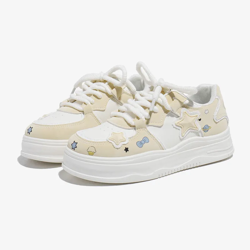 Babaya Skateboard Shoes Women's Low Top Pink/Yellow-6