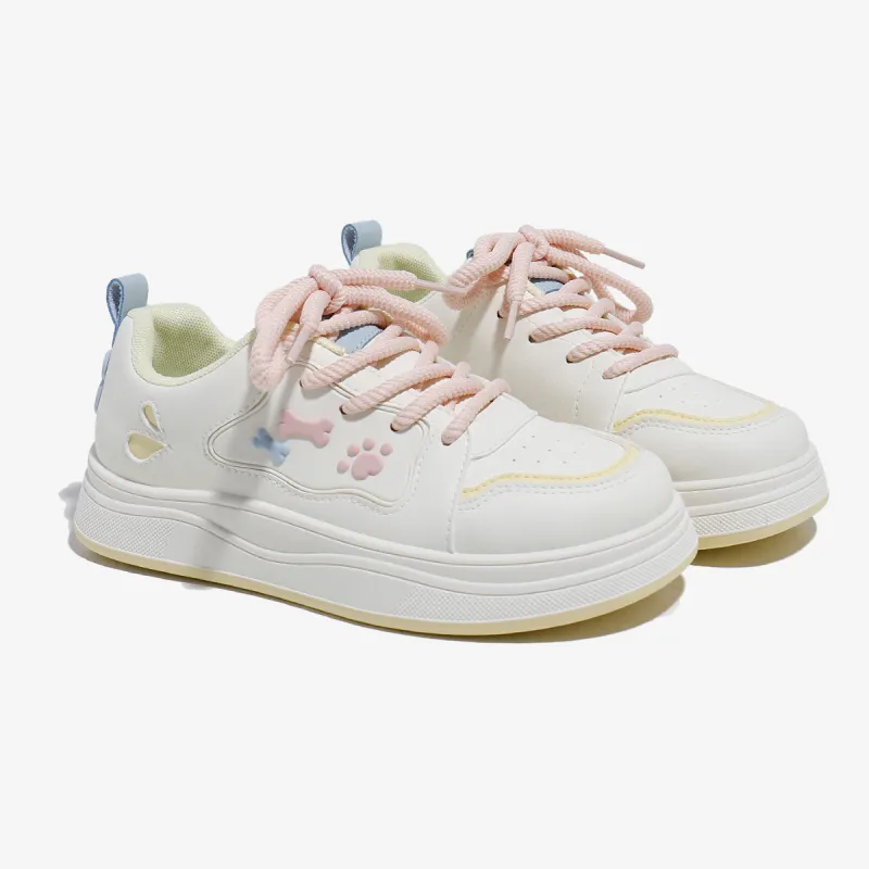 Babaya Skateboard Shoes Women's Low Top Beige Yellow/Beige Blue-3